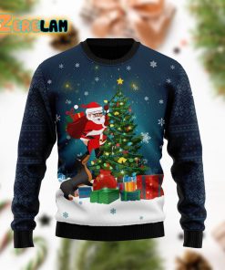Dog Biting A Santa Claus In The Night Christmas Ugly Sweater