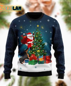 Dog Biting A Santa Claus In The Night Christmas Funny Red Ugly Sweater