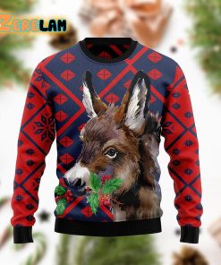 Donkey Christmas Red And Dark Blue Ugly Sweater