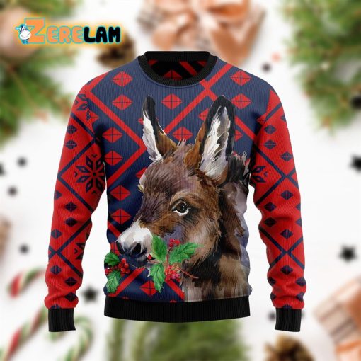 Donkey Christmas Red And Dark Blue Ugly Sweater