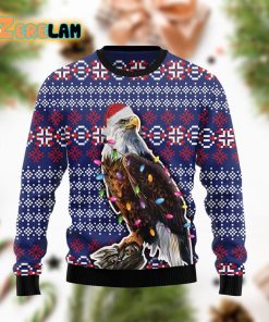 Eagle Christmas Light Ugly Sweater For Men And Women