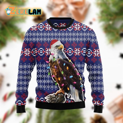 Eagle Christmas Light Ugly Sweater For Men And Women