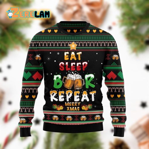 Eat Sleep Beer Repeat Ugly Sweater For Men And Women
