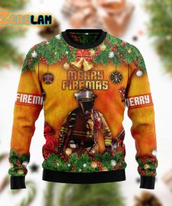 Firefighter Mery Firemas Christmas Orange Ugly Sweater