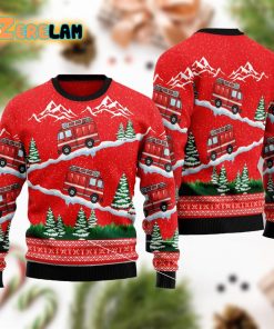 Firefighter Red Truck Christmas Ugly Sweater