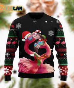 Ugly Sweater Flamingo Couple Christmas Tree