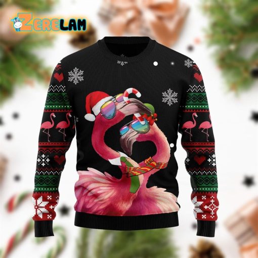 Ugly Sweater Flamingo Couple Christmas Tree