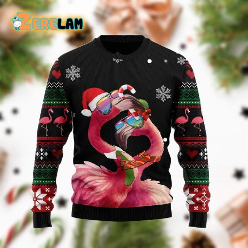 Flamingo Couple Christmas Tree Ugly Sweater