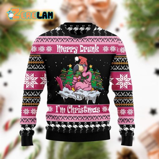 Flamingo Merry Drunk I’m Christmas Ugly Sweater