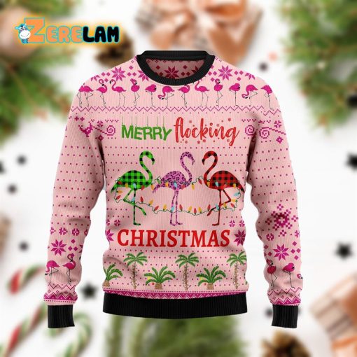 Flamingo Merry Flocking Christmas Ugly Sweater