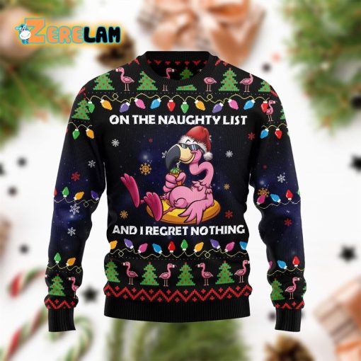 Flamingo On The Naughty List Ugly Sweater For Men And Women