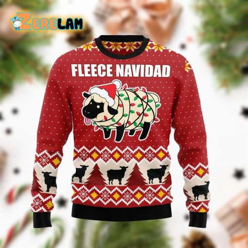 Fleece Navidad Christmas Red Ugly Sweater