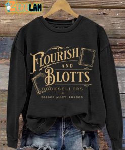 Flourish Blotts Bookish Wizard Book Magic Witchcraft School Retro Casual Sweatshirt