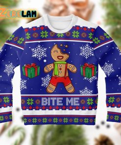 Funny Bite Me Gingerbread Ugly Christmas Sweater