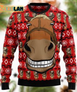 Funny Brown Horse Red Christmas Ugly Sweater