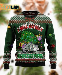 Ugly Sweater Cat I Will Destroy Christmas
