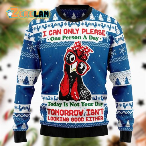Funny Chicken Blue Christmas Ugly Sweater