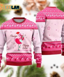 Funny Flamingo Playing Guitar Ugly Sweater