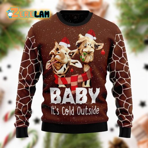 Funny Giraffe Baby It’s Cold Outside Ugly Sweater