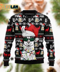 Llama Christmas Light Ugly Sweater