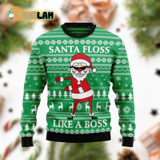 Santa Claus Floss Green Ugly Sweater