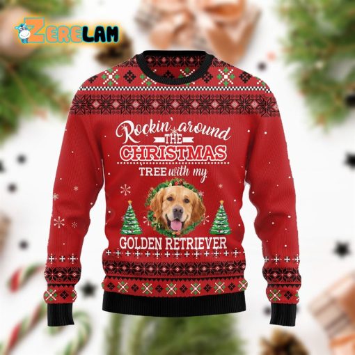 Golden Retriever Rockin’ Ugly Sweater