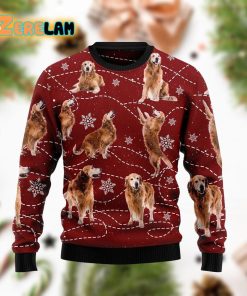 Golden Retriever Xmas Red Ugly Sweater