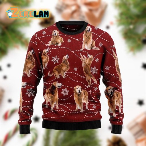 Golden Retriever Xmas Red Funny Ugly Sweater