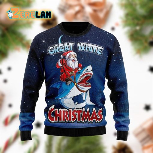 Great White Christmas Shark Ugly Sweater