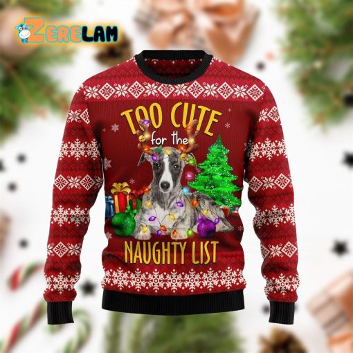Greyhound Too Cute For The Naughty List Ugly Sweater