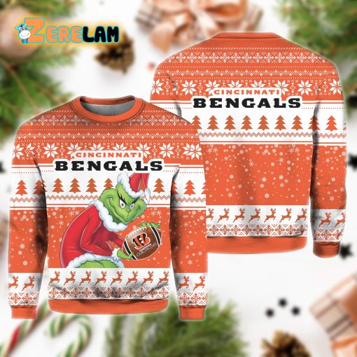 The Grinch x Cincinnati Bengals Santa Hat Ugly Sweater