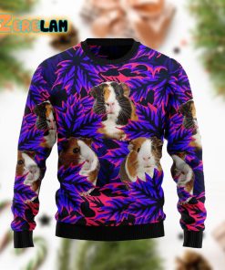 Guinea Pig Leaves Light Purple Funny Ugly Sweater