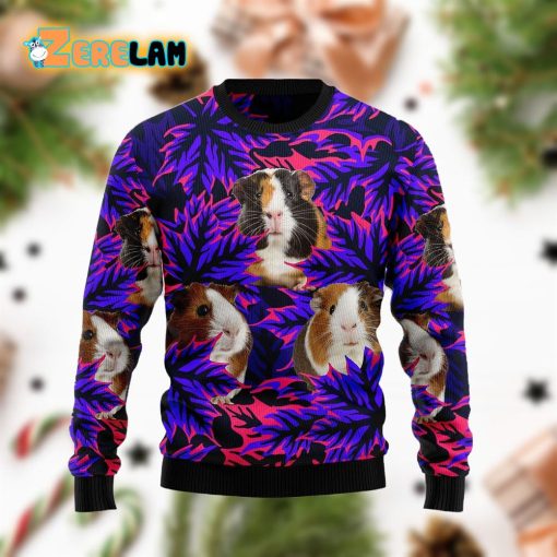 Guinea Pig Leaves Light Purple Funny Ugly Sweater
