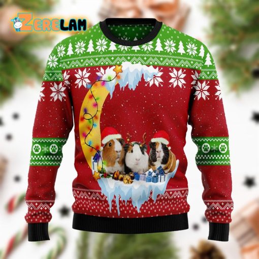 Guinea Pig Love Moon Xmas Funny Ugly Sweater