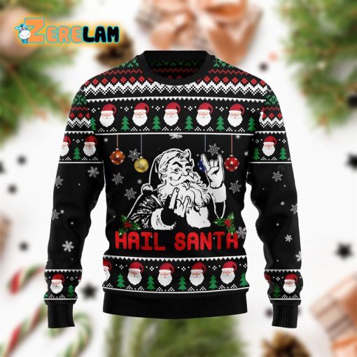 Hail Santa Black Ugly Sweater