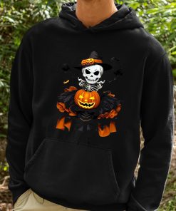 Halloween Skull Wearing Pumpkin Dress Shirt 2 1