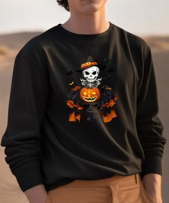 Halloween Skull Wearing Pumpkin Dress Shirt 3 1