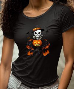 Halloween Skull Wearing Pumpkin Dress Shirt 4 1