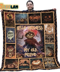 Hello Darkness My Old Friend Sherpa Vintage Halloween Blanket