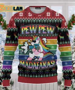 Hobby Unicorn Lgbt Pew Pew Ugly Christmas Sweater