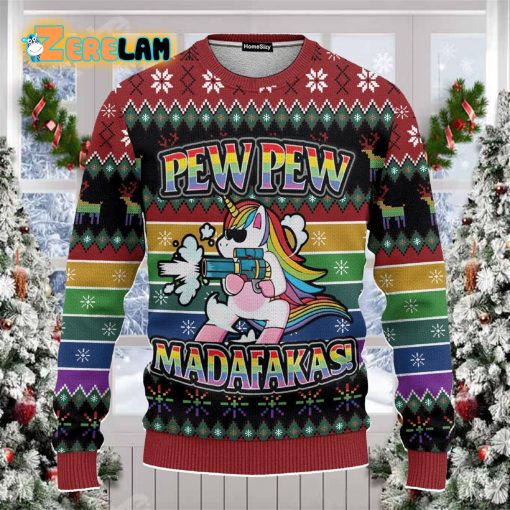 Hobby Unicorn Lgbt Pew Pew Ugly Christmas Sweater