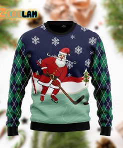 Hockey Santa Claus Christmas Funny Ugly Sweater