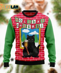 Holiday Cheer Black Cat Beer Christmas Ugly Sweater