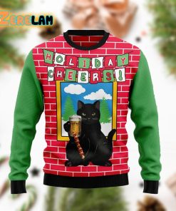 Holiday Cheer Black Cat Beer Christmas Funny Ugly Sweater