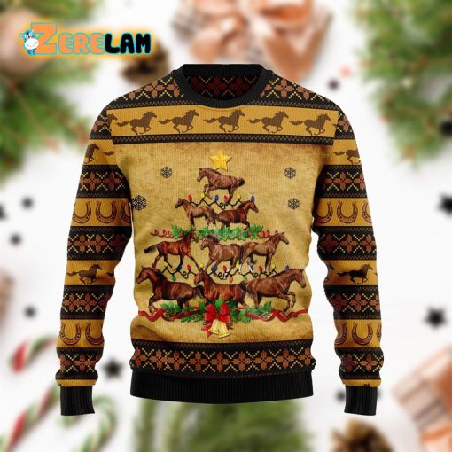 Horse Christmas Tree Ugly Sweater