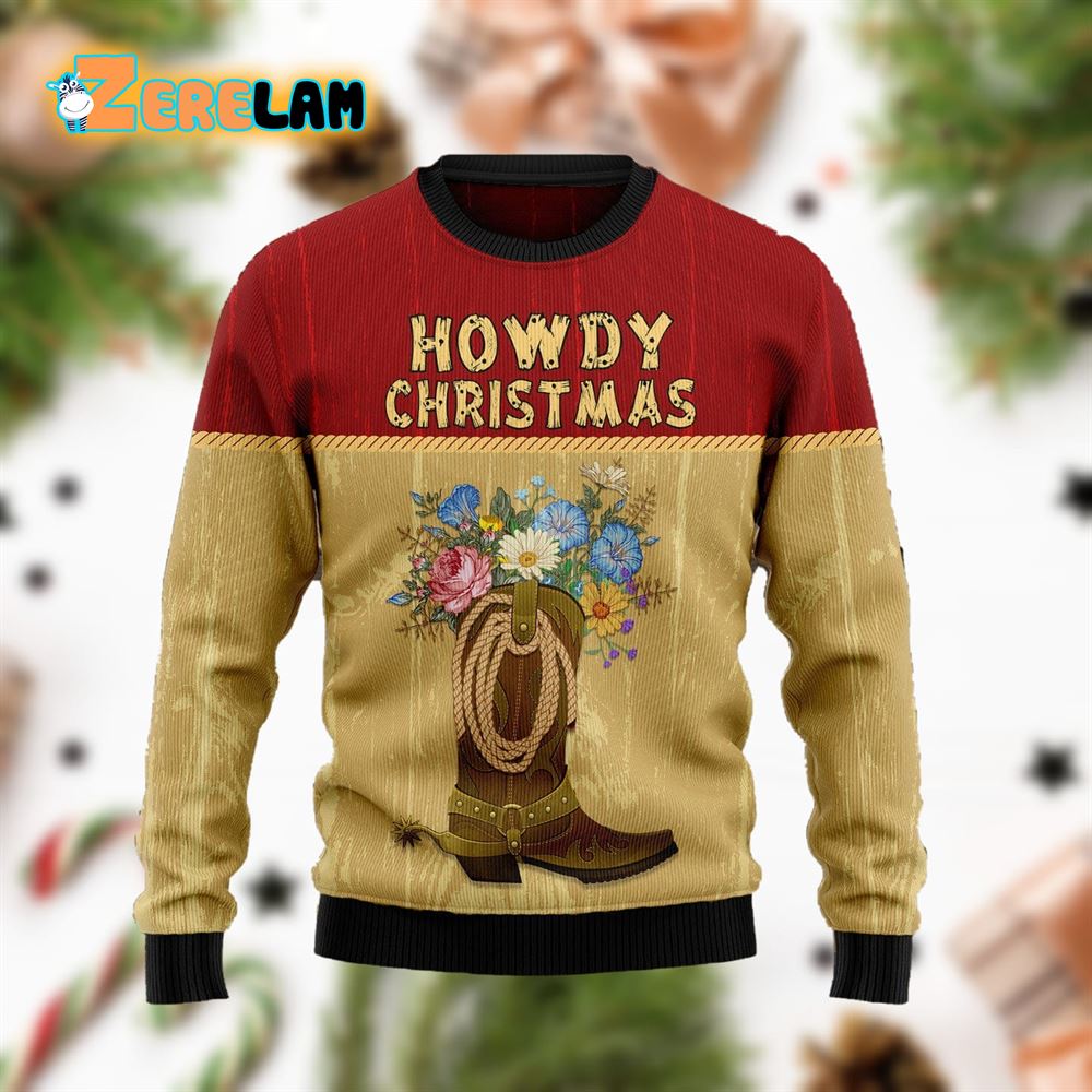 Howdy Christmas Yellow Red Funny Ugly Sweater - Zerelam