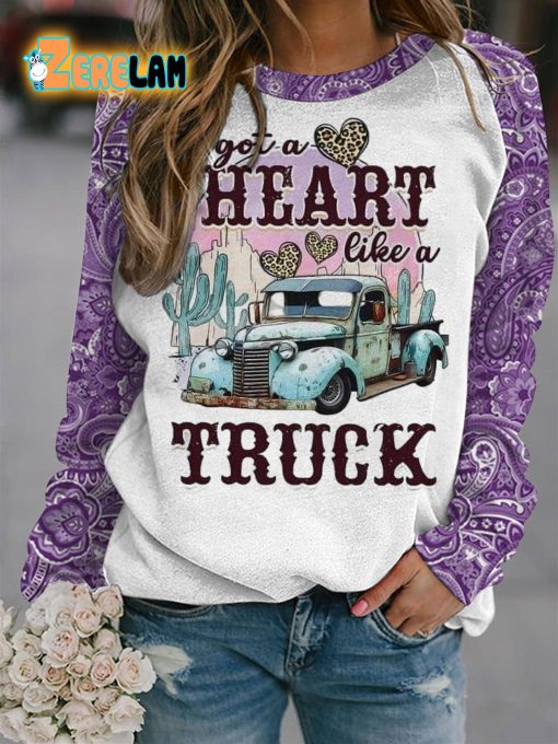 I Got A Heart Like A Truck Long Sleeve Casual Shirt