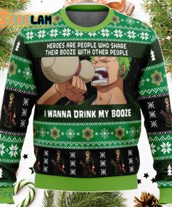 I Wanna Drink My Booze Zoro One Piece 3D Ugly Sweater Christmas
