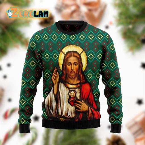 Jesus Green Christmas Funny Ugly Sweater