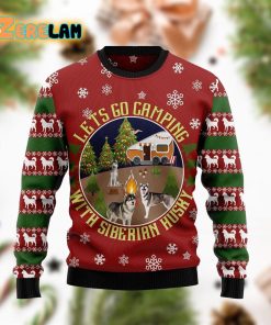 Let’s Go Camping With Siberian Husky Ugly Sweater